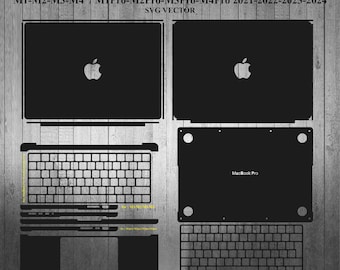 Macbook Pro 14 inch Skin Template SVG Vector Cut File