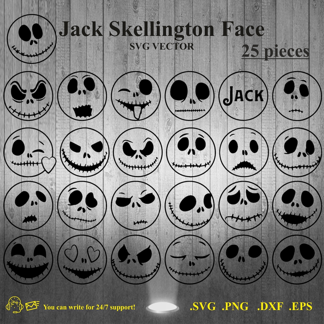 Jack Sticker Jack Skellington Face Sticker Svg Vector - Etsy