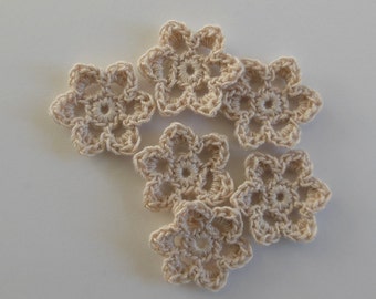 Ecru Crocheted Flowers - Buttercups - Bamboo Thread - Crocheted Appliques - Crocheted Embellishments