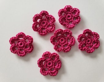 Rose Crocheted Flowers -  Dawn Rose - Cotton Flowers - Flower Appliques - Set of 6