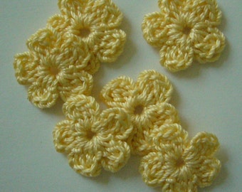 Yellow Crocheted Flowers - Yellow Forget-Me-Nots - Cotton Flowers - Flower Appliques - Flower Embellishments - Set of 6