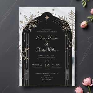 Black & Gold Wedding Invitation Template, Elegant Digital Download, Printable Rustic Chic Invite, Modern Luxury Wedding Stationery