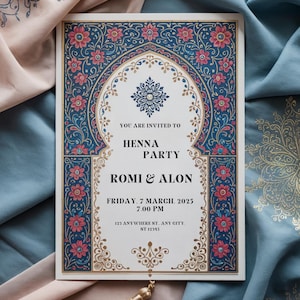 Invitation à une fête au henné – Modèle numérique traditionnel | Toile modifiable