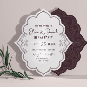 Invitation marocaine élégante de partie de henné | Modèle numérique et imprimable