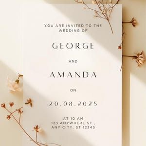 Minimalist Wedding Invitation Template: Elegant Digital Design