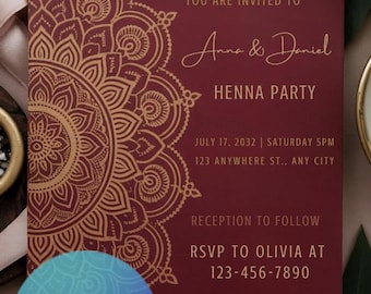 Elegante invitación para fiesta de henna/celebración de boda india