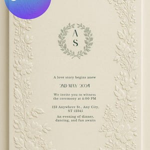 Faire-part de mariage élégant | Motif floral en relief