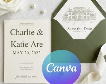 Elegant Wedding Save the Date Template | Minimalist Announcement (Canva)