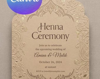 Elegant Henna Ceremony Invitation | Luxury Arabic Wedding Invite (Digital Download)