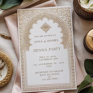 Invitation à une fête au henné – Modèle numérique élégant | Retouche et impression faciles sur toile, parfaites pour votre célébration