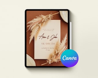Elegant Wedding Invitation – Boho Pampas Design