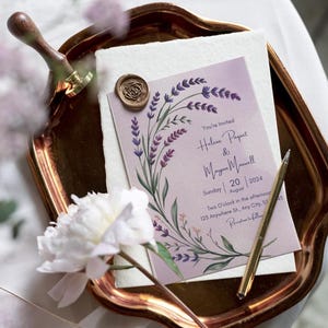 Lavender Wedding Invitation – Digital File with Mockup & Printable Version