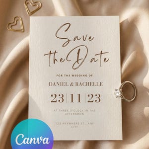 Invitación digital elegante con texto minimalista para guardar la fecha