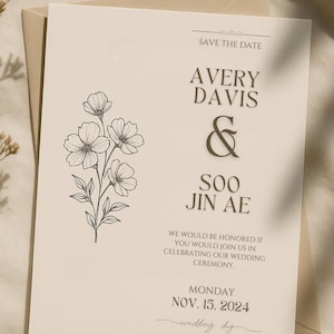 Minimalist Floral Save the Date – Digital Invitation
