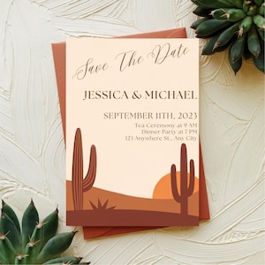 Desert Sunset Save the Date Template | Boho Western Wedding Invitation | Digital Download for Unique Events