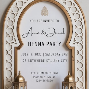 Elegant Henna Party Invitation Template – Digital Only | Canva Editable