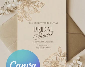 Bridal Shower Invitation | Elegant Floral Template | Digital Download