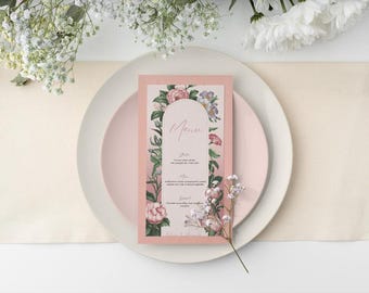 Wedding Menu Printable Template Romantic Floral Design Elegant DIY Wedding Reception Sign Instant Download