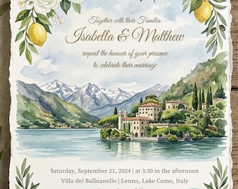Lake Como Wedding Invitation | Italian Destination Canva Template (Digital Download)