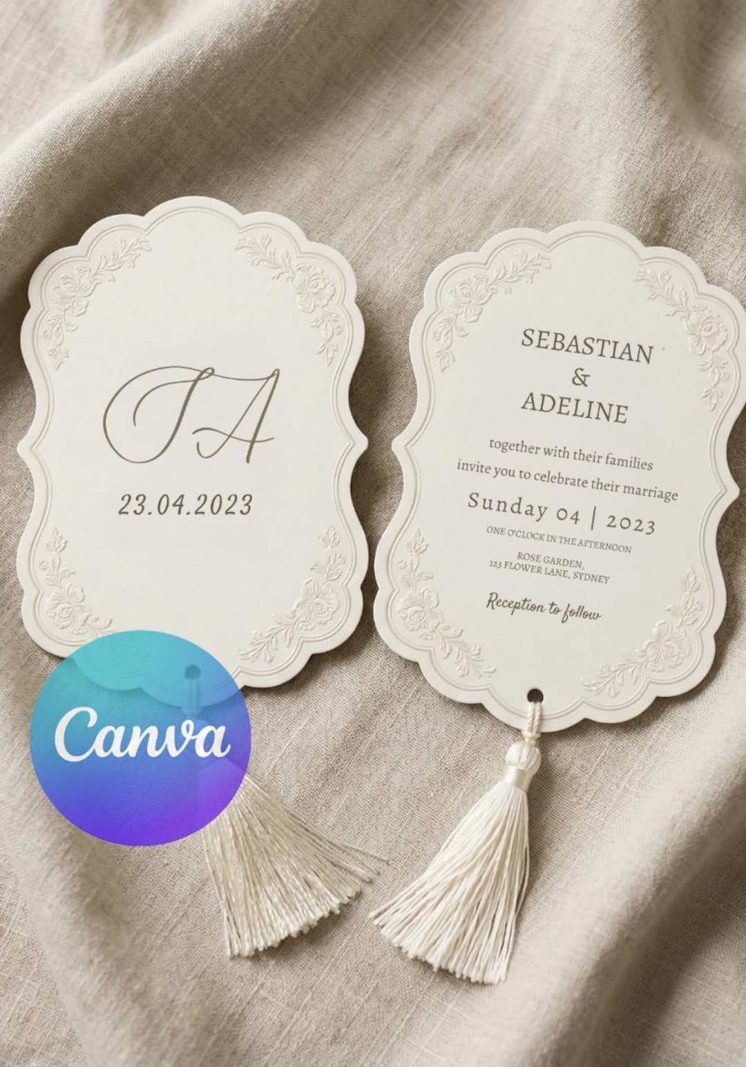 Invitation Tag Roop Vintage Wedding Invitation Tag Template | Scalloped Floral Design ...