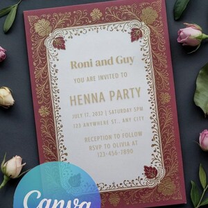 Elegant Henna Party Invitation | Digital Download Only
