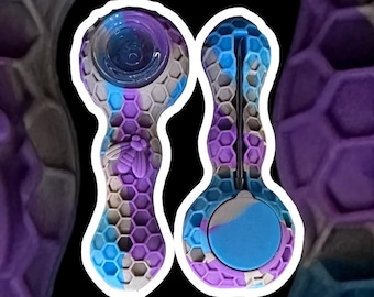 Honeycomb Design Silicone Tobacco Pipe with Glass Insert