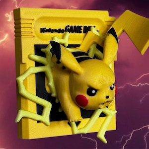 3Dプリントピカチュウゲームボーイカートリッジ - マグネット式壁飾り