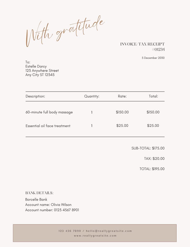 Invoice In Cursive Invoice Template Editable | Billing Template | Small Business Invoice ...