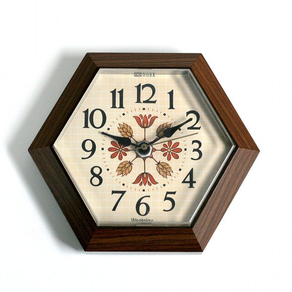 Vintage Faux Bois Wall Clock by Westclox