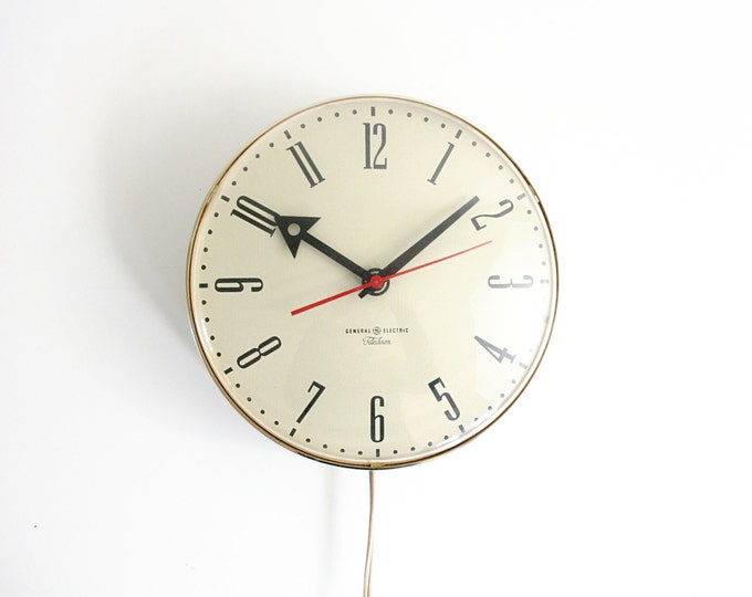 Vintage General Electric Telechron Wall Clock / Retro Chrome Etsy