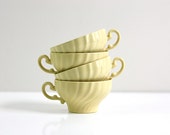 Vintage Butter Cream Yellow Franciscan Coronado Swirl Matte Teacups