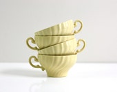 Vintage Butter Cream Yellow Franciscan Coronado Swirl Matte Teacups