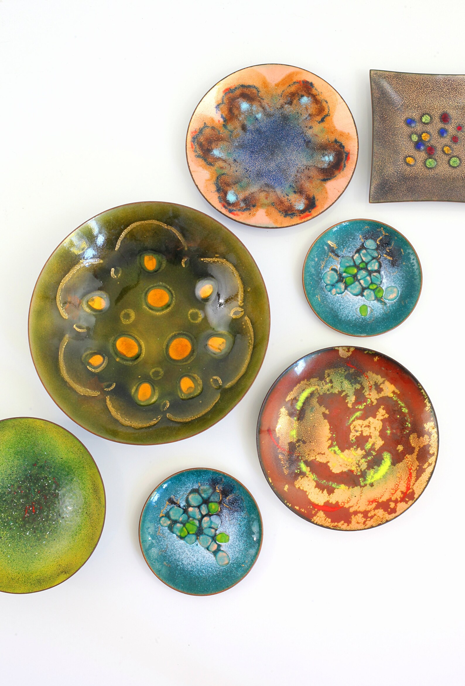 Mid Century Modern Enamel Copper Dish / Vintage Square Enamel Etsy