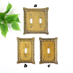 Mid Century Brass Switch Plate Covers / Vintage Gold Metal Light Switch Covers image 2