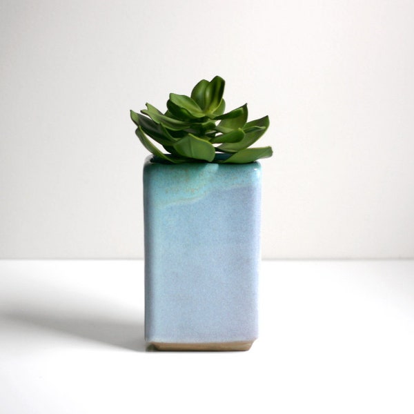 RESERVED Until 7/22 - Vintage Mid Century Modern Glidden Periwinkle Blue Ceramic Art Pottery Vase