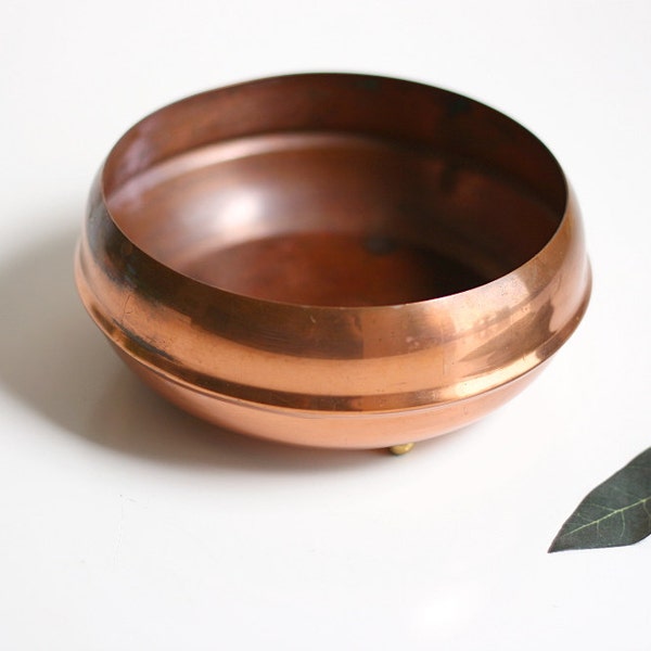 Mid Century Footed Copper Bowl by Coppercraft Guild