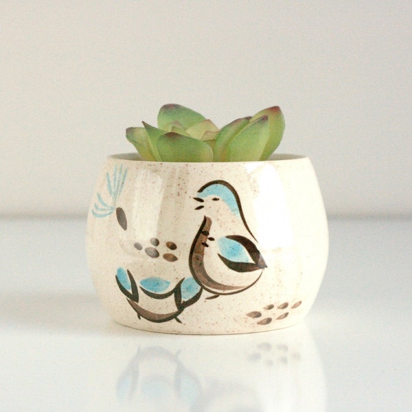 Mid Century Ceramic Bird Sugar Bowl by Red Wing Pottery