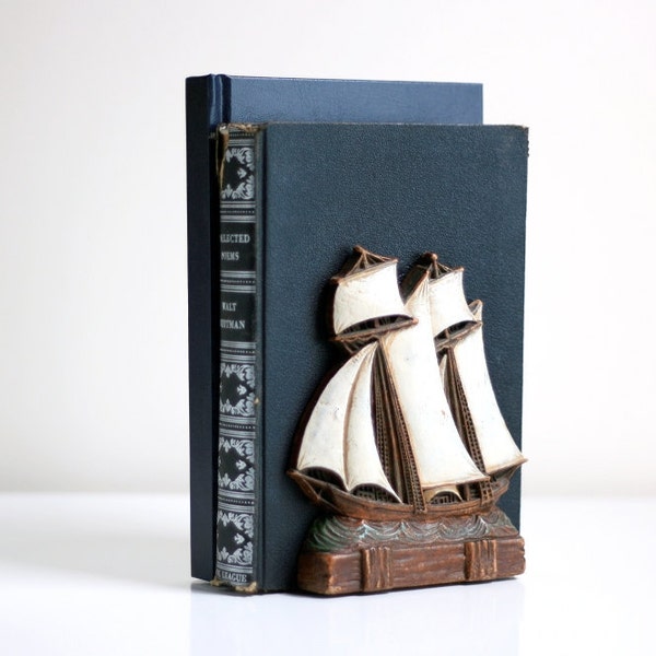 Vintage Wood Ship Bookends