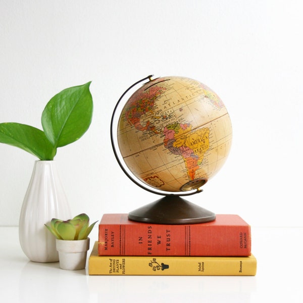 Mid Century Metal Lithograph Globe Bank by Replogle / The Revere Globe / Vintage Globe / Metal Globe Bank by Rever