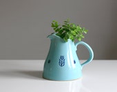 Mid Century Aqua Blue Cronin Tulip Pitcher