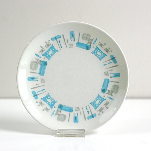 Mid Century Modern Set of Six Blue Heaven Bread and Butter Plates