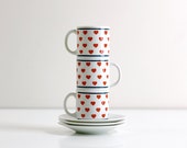 Vintage Ceramic Heart Demitasse Espresso Cups and Saucers