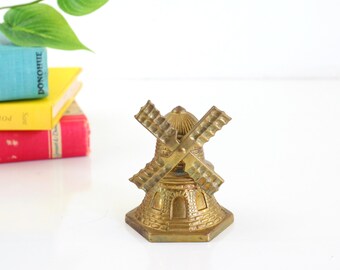 Vintage Brass Windmill Bell / Vintage Brass Windmill Paperweight