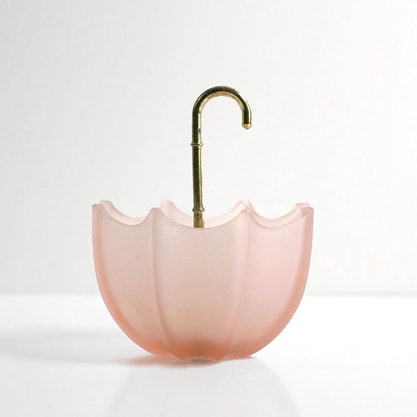 Vintage Pink Frosted Glass Umbrella Bowl