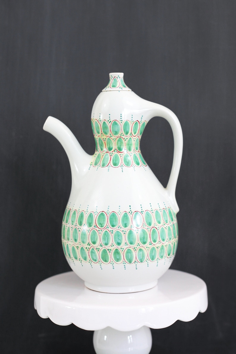 Mid Century Nym\u00f8lle Denmark Coffee Pot Rare Danish Modern Ceramic Coffee Pot Hand Painted Signed Bjorn Wiinblad Danish Teapot