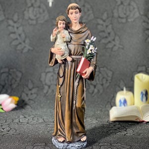 St. Anthony of Padua with Child Jesus Statue | Handmade St. Anthony Figurine | Baptism, Confirmation or Feast Day Gift