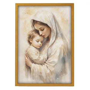 Mutter Maria mit Kind | Jungfrau Maria | Katholische Druck | Jungfrau Maria mit Jesuskind | Digitaler Download | Christliche Geschenke | Religiöse Bilder