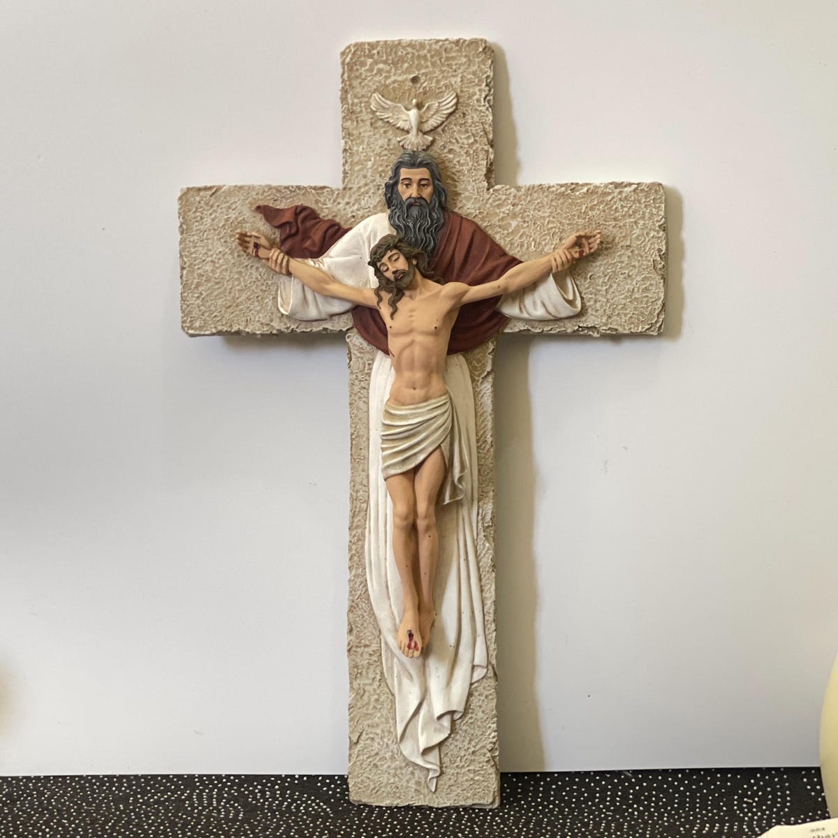 Holy Trinity Wall Crucifix 23 Cm | Hand-painted Catholic | Holy Spirit Dove - Etsy