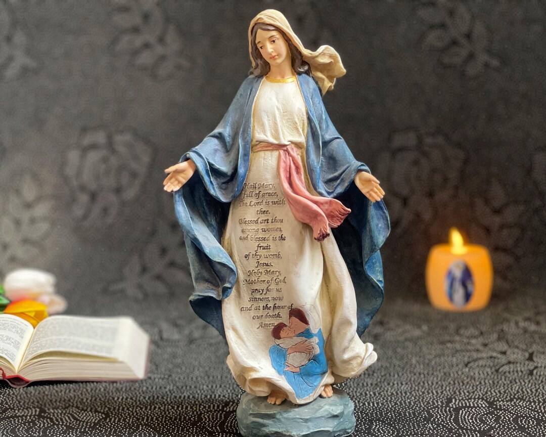 Handmade Our Lady of Grace Statue | Virgin Mary Figurine | Baptism or ...