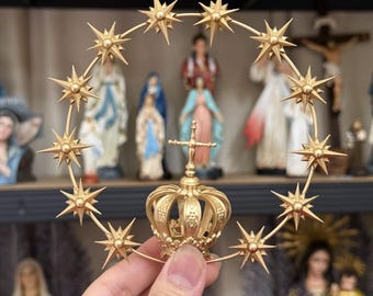 12 Stars Gold Halo Crown for Virgin Mary Statue, Metal Catholic Accessory for 11-20" Statues